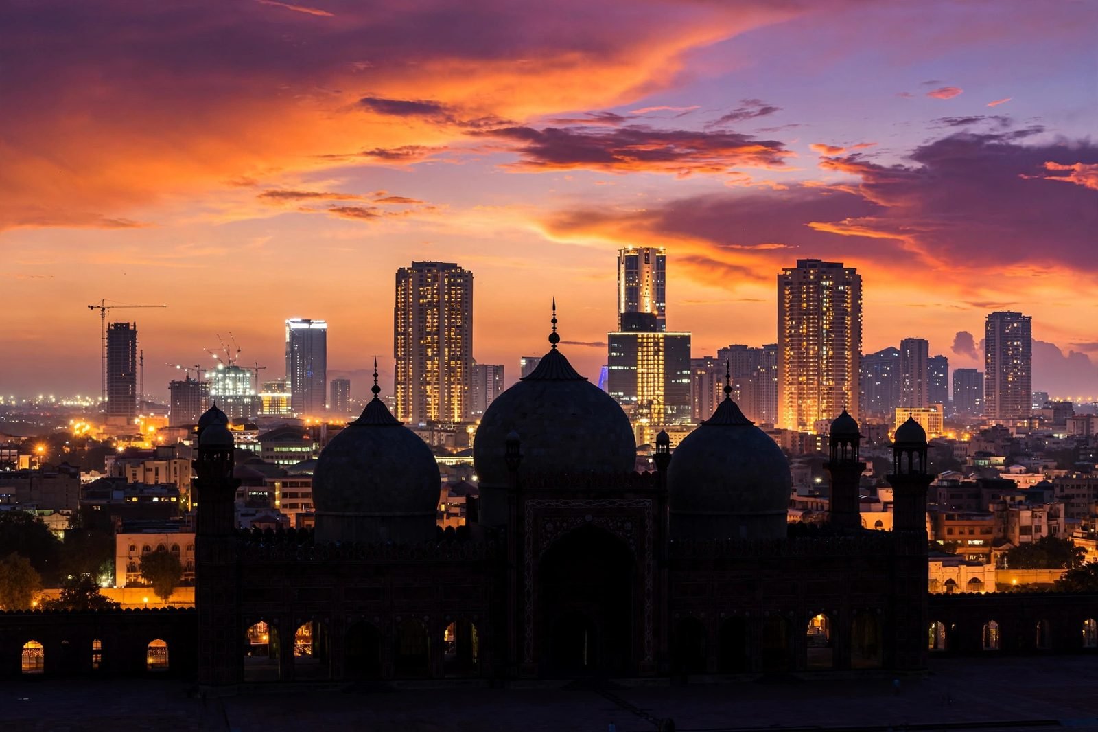 Lahore skyline at dusk